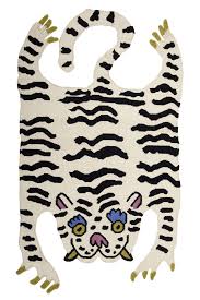 White Tiger Thrills Rug Cutout Tiger Rug Rugs Textured Carpet