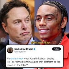 SouljaBoy asks #ElonMusk about purchasing TikTok amid news that the  platform could be banned in the United States. 👀