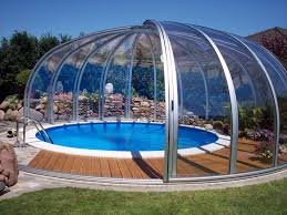Rund Skytop Wenn Sie Keine Alltagliche Terrassen Pool Und Hofuberdachung Wollen Dann Rufen Sie Gartenpools Hinterhof Terrassen Designs Pooluberdachung