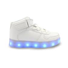 Family Smiles Led Light Up Sneakers Kids High Top Usb Charging Boys Girls Unisex Strap Lace Up Shoes White Walmart Com Walmart Com