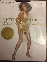 Details About Victoria Secret Glossy Smooth Black Pantyhose Size Small Control Top