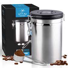 Keeping your beans as what you should know about coffee containers. Zulay Large Airtight Coffee Canister Stainless Steel Coffee Storage Canister With Scoop Features Include A Date Tracker Built In One Way Co2 Valve 2 Spare Filter Replacements Buy Online In Antigua