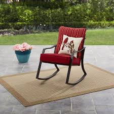Mainstays Forest Hills Outdoor Rocking Chair Reversible Red Stripe Walmart Com In 2020 Outdoor Glider Chair Outdoor Rocking Chairs Patio Rocking Chairs