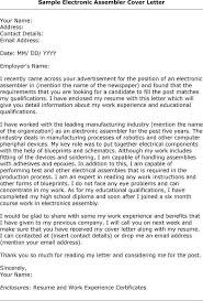 Electronic Assembly Resume Electronic Assembler Cover Letter Lettering Cover Letter Sample Cover Letter Format