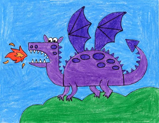 Easy How to Draw a Dragon Tutorial and Dragon Coloring Page