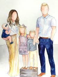 30 And Up For Custom Watercolor Faceless Family Paintings By Brushwork By Justine On Inst Family Portrait Drawing Family Painting Illustrated Family Portrait