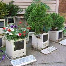 Astute Homestead Gardening Flower Pots Recycling Old Computers