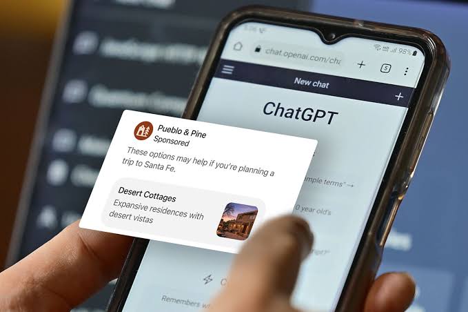 Anúncio patrocinado exibido dentro do ChatGPT