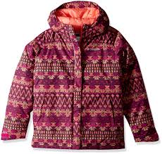 Details About Columbia Big Girls Horizon Ride Jacket Deep Blush Nordic Stripe Medium