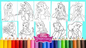 These princess coloring pages with long flowing gowns, unicorns and a handsome prince would make their dream more exciting. Coloring Princess Belle Aurora Jasmine Cinderella Ariel Snow White Disney Coloring Pages Youtube