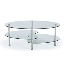 They are stylish and durable. Ryan Rove Ashley Oval Two Tier Glass Coffee Table Coffee Tables For Living Room Kitchen Bedroom Office Glass Shelves Under Desk Storage Silver And Clear Glass Buy