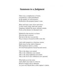 Summons To A Judgement Poetry Magazine Poetry Poetry Foundation