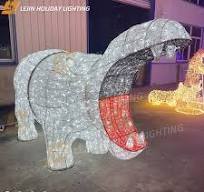 Factory custom park street animal decorative lights hippo 3D motif light