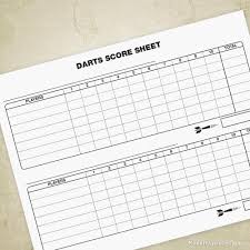 This is the main dart game played throughout the world and the game played by the top professionals in the year end championships. Darts Scoring Sheet Printable Form Dart Playing Score Pad Insert Sheet Darts Sheet Templates Printable Free