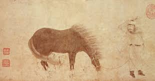 horse and groom in winter zhao mengfu chao meng fu or as art print or hand painted oil china art history painting chinese painting