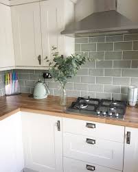 What S With The Rain Today It Hasn T Stopped Since I Made The Decision To Paint The C Kitchen Wall Tiles Design Kitchen Remodel Small Green Kitchen Backsplash