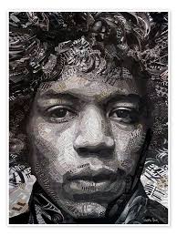 Jimi Hendrix av Sasha Bom som poster, canvastavla och mer