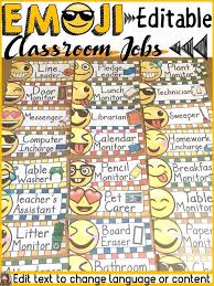 Emoji Themed Editable Classroom Jobs Class Decor Classroom Jobs Classroom Emoji Classroom