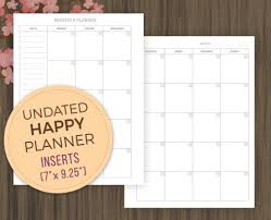 Happy Planner Inserts Printable Planner Undated Monthly Planner Monthly Calendar Mo Planner Inserts Printable Weekly Planner Printable Planner Inserts
