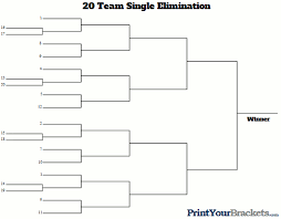 20 Team Seeded Single Elimination Bracket Printable