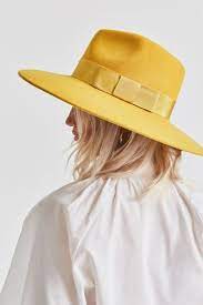 Women S Joanna Felt Wide Brim Fedora Sunset Yellow Hat Fashion Felt Fedora Outfit Fedora Hat Style