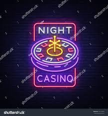 Night Casino Logo In Neon Style Roulette Neon Sign Bright Luminous Banner Night Billboard Bright Advertisement Of Casinos Gami Casino Logo Neon Neon Signs