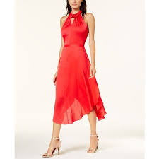 Rachel Rachel Roy Twisted Neck A Line Dress Created For Macy S 139 Liked On Polyvore Featuring Dresses Cherry Pop C Dresses A Line Dress Crewneck Dress