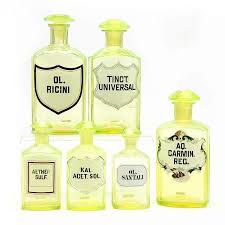 Glass apothecary jars wedding centerpiece candy jars storage container. Group Of Six Uranium Glass Apothecary Bottles Sold At Auction On 18th June Bidsquare