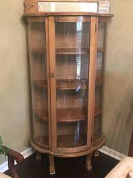 View by appointment or 11am on day of auction till the auction starts. Curved Glass China Cabinet With Key Antiques Board