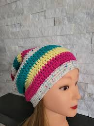 Striped Crochet Slouchy Beanie