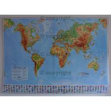 Editura top form, bucurești, 2004. Lumea Harta De Perete Fizica Geografica Si Politica 70x100cm Scara 1 42 000 000 Laminata Baghete