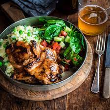 Zingy Bbq Chicken With Smashed Potatoes And Peas Nadia Lim Recipe Smashed Potatoes Bbq Chicken Chicken Recipes