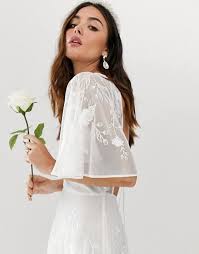 Asos Edition Embroidered Flutter Sleeve Wedding Dress White In 2020 Wedding Dress Guide Asos Wedding Dress Embroidered Wedding Dress
