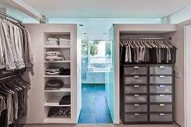 This type of floor plan suggests that the master bedroom would have an attached bathroom to it and from the bathroom a passage that would lead to a high end walk in closet. Great Contemporary Closet Master Bathroom Closet Combo Closet Remodel Bathroom Closet Combo