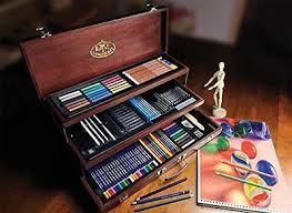 Deluxe Pencil Art Set Sketching Kit Drawing Wooden Case Box Easel Draw Artist 文房具