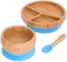 Buy Bubba Bear Baby Bamboo Suction Bowl Plate Spoon Set Stay Put Toddler Led Feeding Bowls Plates Guide To Weaning Ebook Online In Turkey B07m6sfklb