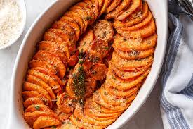 Garlic Parmesan Roasted Sweet Potatoes Roasted Sweet Potatoes Sweet Potato Recipes Roasted Sweet Potato Recipes