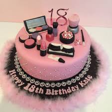 Pink 18th Make Up Theme Birthday Cake Photo Gateau Anniversaire Gateau Avec Photo Gateau Maquillage