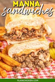 Ingredients · 1 tablespoon butter · 1 pound lean ground beef (90% lean) · 1/2 cup chopped onion · 1 medium green pepper, chopped · 3/4 cup ketchup · 1/4 cup water · 1 . Manna Sandwiches Plain Chicken