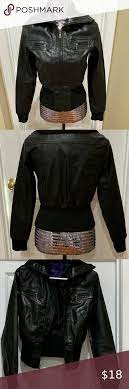 Miley Cyrus By Max Azria Black Faux Leather Jacket Black Faux Leather Jacket Celebrity Fashion Outfits Faux Leather Jackets