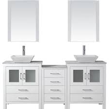 Set your double vanity out from the wall a little bit and add some hidden storage behind your mirrors. Bathroom Vanities 66 Dior Double Sinks Bathroom Vanity Set In Multiple Finishes With Countertop By Virtu Usa Kitchensource Com