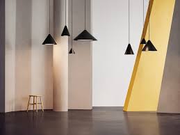 Three chrome and yellow contemporary kitchen pendant lighting. Pendant Lights Keglen From Louis Poulsen