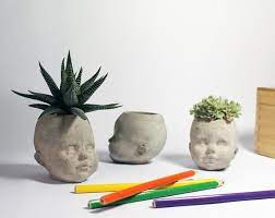 Concrete Head Planter Statuette Concrete Pots Planters Head Planters