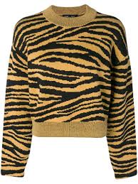 Black And Yellow Sweater Proenza Schouler Tiger Jacquard Sweater With Images Jacquard Sweater Sweaters Print Pullover