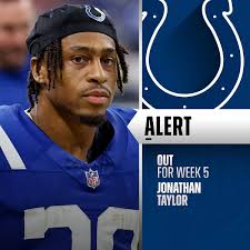 Colts RB Jonathan Taylor (ankle) is out Sunday at Jacksonville. 📸: Joe  Robbins/AP