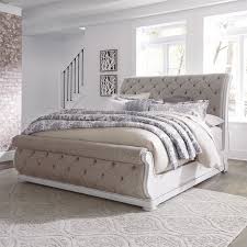 Check out this sumptuous white tufted luxurious bed! Liberty Furniture Magnolia Manor Traditional Queen Upholstered Sleigh Bed With Button Tufted Head And Footboard Standard Furniture Sleigh Beds