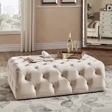 Rectangle tufted ottoman coffee table. Knightsbridge Rectangular Linen Tufted Cocktail Ottoman With Casters By Inspire Q Artisan Overstock 9558802