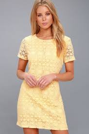 Love You For Eternity Yellow Lace Shift Dress Lace Shift Dress Cute Yellow Dresses Womens Yellow Dress