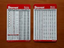 Set Of 2 Starrett Machinist Card Tap Drill Sizes Decimal