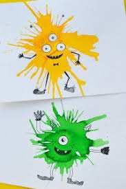 Anasinifi Sulu Boya Puskurtme Teknigi Ile Canavar Yapimi Straw Art Monster Crafts Kids Art Projects